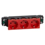 Legrand Mosaic 3 x 2P+E crvena utičnica za DLP, 077423